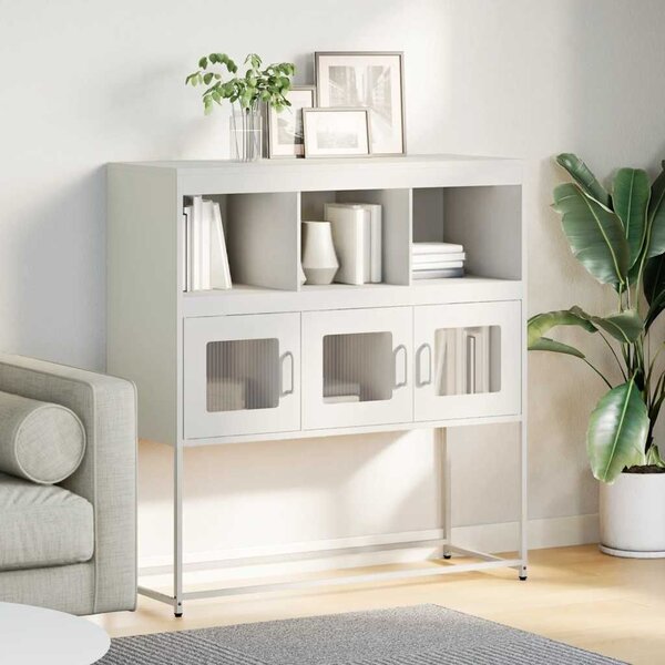 VidaXL fehér hidegen hengerelt acél tálalószekrény 100,5 x 39 x 107 cm