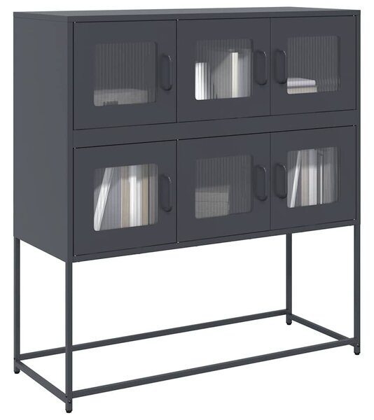 VidaXL antracit hidegen hengerelt acél tálalószekrény 100,5x39x107 cm