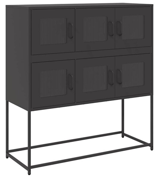 VidaXL fekete hidegen hengerelt acél tálalószekrény 100,5x39x107 cm
