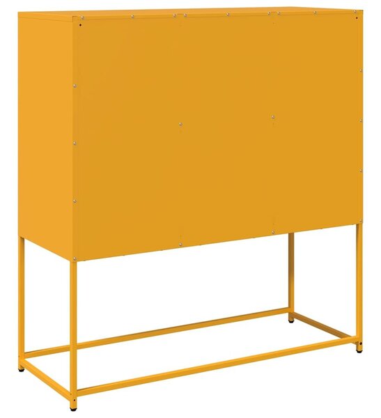 VidaXL mustársárga hideghengerelt acél tálalószekrény 100,5x39x107 cm