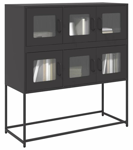 VidaXL fekete hidegen hengerelt acél tálalószekrény 100,5x39x107 cm