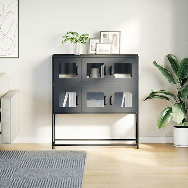 VidaXL antracit hidegen hengerelt acél tálalószekrény 100,5x39x107 cm