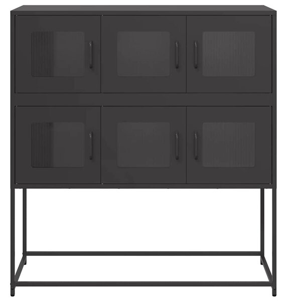 VidaXL fekete hidegen hengerelt acél tálalószekrény 100,5x39x107 cm