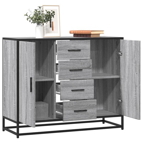 VidaXL szürke sonoma színű szerelt fa tálalószekrény 92 x 35 x 76 cm