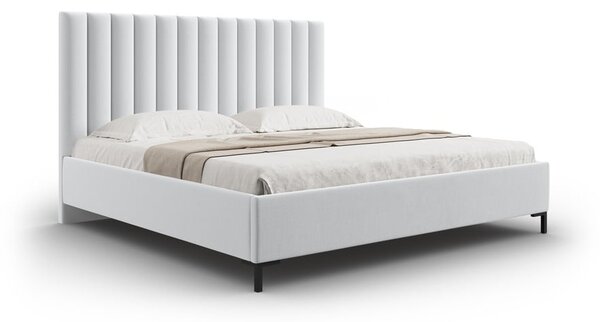 Világosszürke kárpitozott ágyneműtartós franciaágy ágyráccsal 180x200 cm Casey – Mazzini Beds