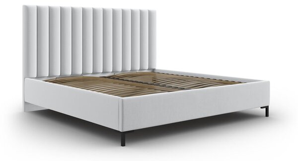 Világosszürke kárpitozott ágyneműtartós franciaágy ágyráccsal 180x200 cm Casey – Mazzini Beds