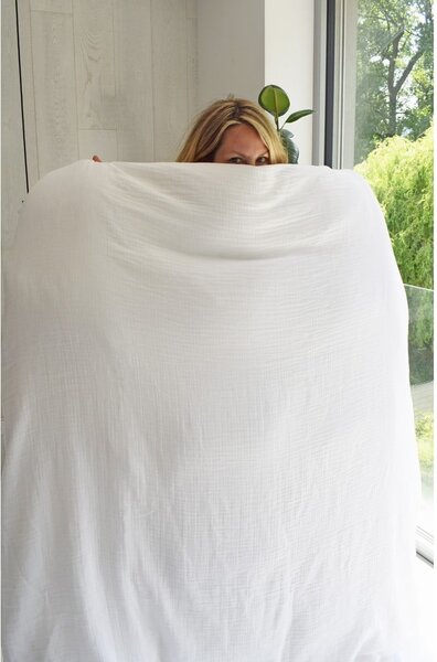 Fehér kétszemélyes muszlin ágyneműhuzat 200x200 cm Plain Muslin – Butter Kings