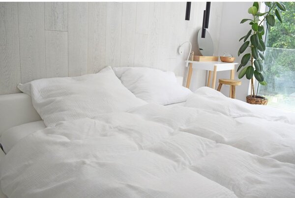 Fehér kétszemélyes muszlin ágyneműhuzat 200x200 cm Plain Muslin – Butter Kings