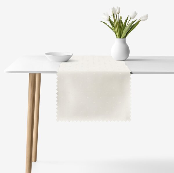 Goldea ünnepi teflonos asztali futó - tej színű alapon fényes négyzetek 35x120 cm