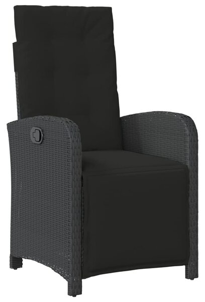 5 részes fekete polyrattan kerti étkezőgarnitúra párnákkal