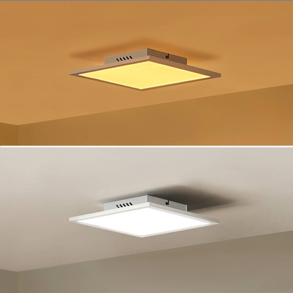 Lindby LED panel Lamin, fehér, 30 cm, CCT, fényerőszabályzó, távirányítóval, dimmelhető, Fehér / opál, Nappali / Étkező, Modern