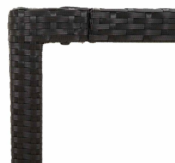 3 részes fekete polyrattan kerti étkezőgarnitúra párnákkal