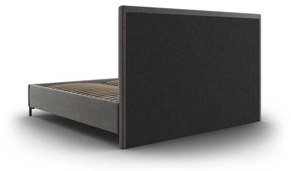 Szürke kárpitozott ágyneműtartós franciaágy ágyráccsal 200x200 cm Casey – Mazzini Beds