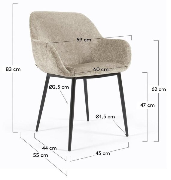 Bézs kárpitozott étkezőfotel Konna – Kave Home