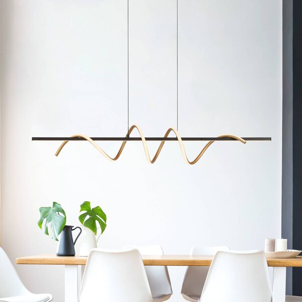 JUST LIGHT. GmbH Emanda LED-es függőlámpa, vas, fekete sárgaréz, dimmelhető, Fekete, Nappali / Étkező, fém, Modern