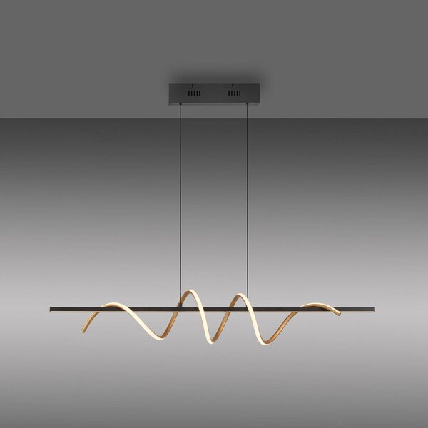 JUST LIGHT. GmbH Emanda LED-es függőlámpa, vas, fekete sárgaréz, dimmelhető, Fekete, Nappali / Étkező, fém, Modern