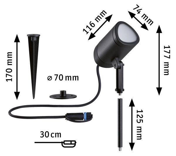 Paulmann Plug&Shine Shira földi tüske spotlámpa ZigBee RGBW