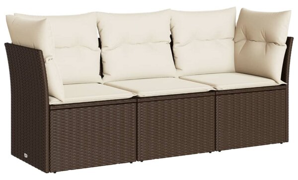 3 részes barna polyrattan kerti ülőgarnitúra párnával