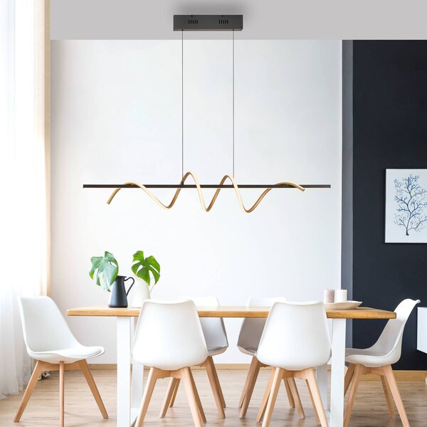 JUST LIGHT. GmbH Emanda LED-es függőlámpa, vas, fekete sárgaréz, dimmelhető, Fekete, Nappali / Étkező, fém, Modern