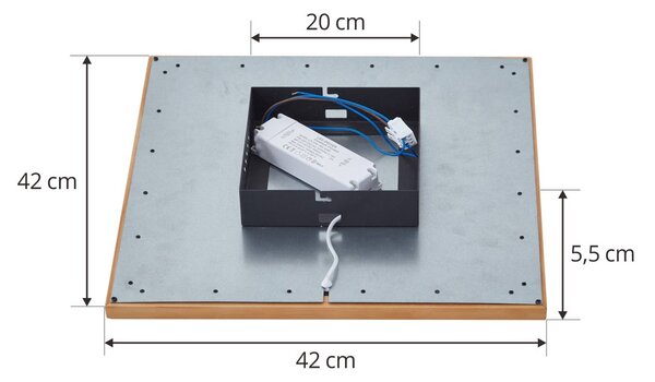 Lucande LED mennyezeti lámpa Joren, 42 cm, fa, CCT, távirányítóval,, dimmelhető, Világos fa, Nappali / Étkező, Fa, Vidéki otthon / Rusztikus