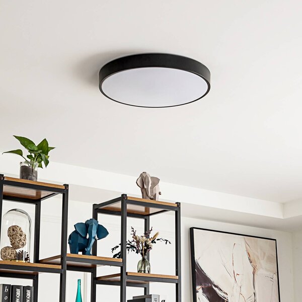 Lindby Smart LED-es mennyezeti lámpa Innes fekete 48cm RGB CCT Tuya, dimmelhető, Fekete, Nappali / Étkező, fém, Modern