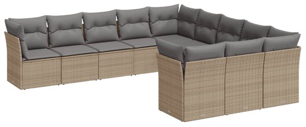 11 részes bézs polyrattan kerti ülőgarnitúra párnákkal