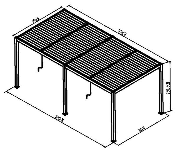 Alumínium bioklimatikus pergola lamellákkal 5.8 x 3 M