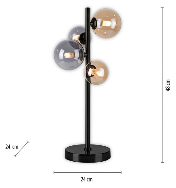 Paul Neuhaus Popsicle asztali lámpa, üveg, 48 cm magas, G9, Fekete, Nappali / Étkező, fém, Modern