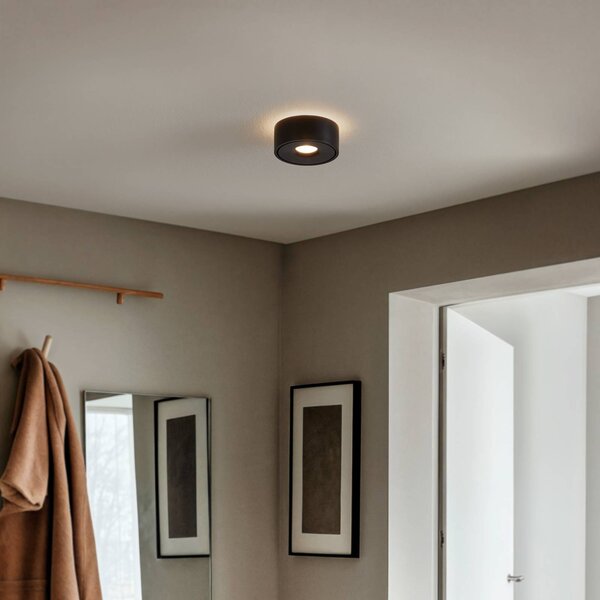Arcchio Rotari LED mennyezeti lámpa, Ø 12 cm, felfelé és lefelé irányuló fény,, dimmelhető, Fekete, Nappali / Étkező, Alumínium, Modern