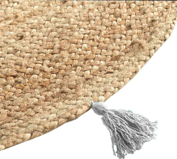 Fehér-natúr színű kerek szőnyeg ø 120 cm Shira – douceur d'intérieur