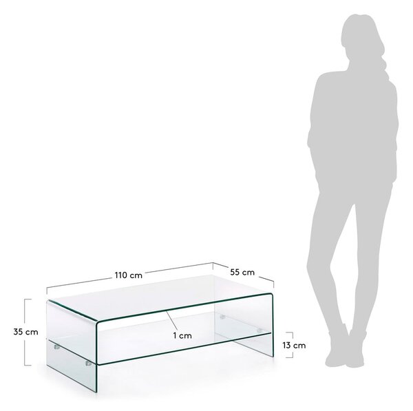 Üveg dohányzóasztal 55x110 cm Burano – Kave Home