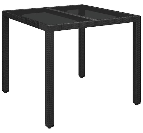 3 részes fekete polyrattan kerti étkezőgarnitúra párnákkal