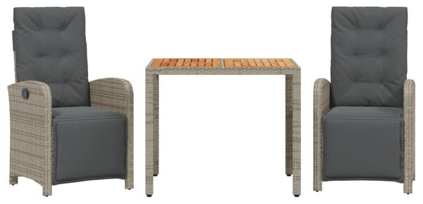 3 részes szürke polyrattan bisztrógarnitúra párnákkal