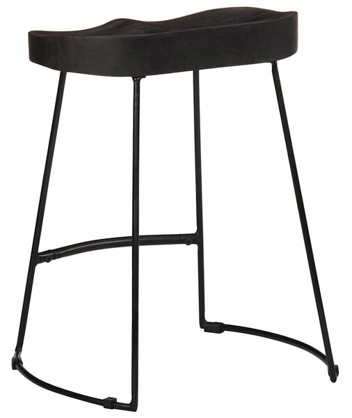 VidaXL bárszékek 2 db Fekete 46x38x52 cm tömör fa Mango