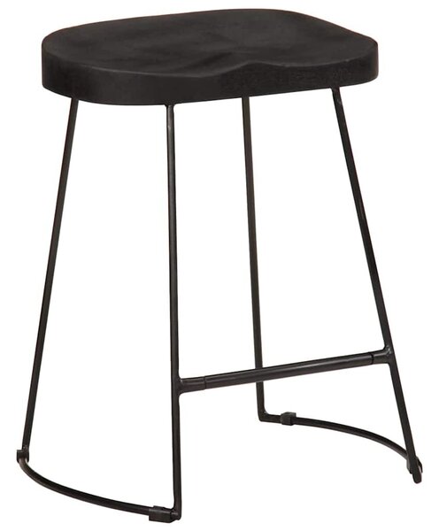 VidaXL bárszékek 2 db Fekete 46x38x52 cm tömör fa Mango