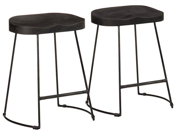 VidaXL bárszékek 2 db Fekete 46x38x52 cm tömör fa Mango