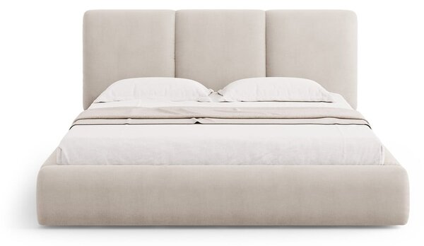 Bézs kárpitozott ágyneműtartós franciaágy ágyráccsal 160x200 cm Brody – Mazzini Beds