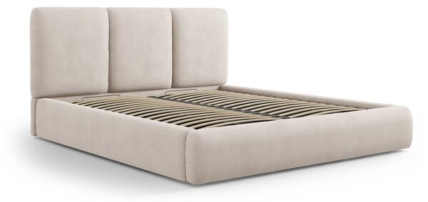 Bézs kárpitozott ágyneműtartós franciaágy ágyráccsal 160x200 cm Brody – Mazzini Beds