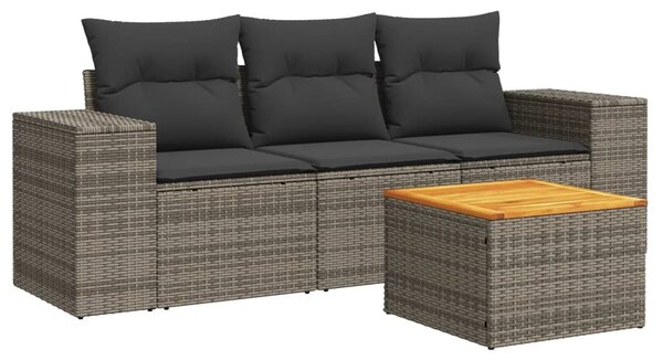 4 részes szürke polyrattan kerti ülőgarnitúra párnákkal