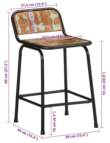 VidaXL bárszékek 4 db 46x35,5x70 cm tömörfa, újrahasznosított fa