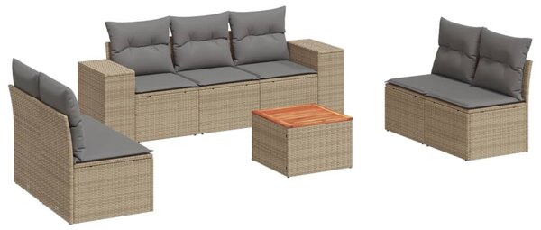 8 részes bézs polyrattan kerti ülőgarnitúra párnával