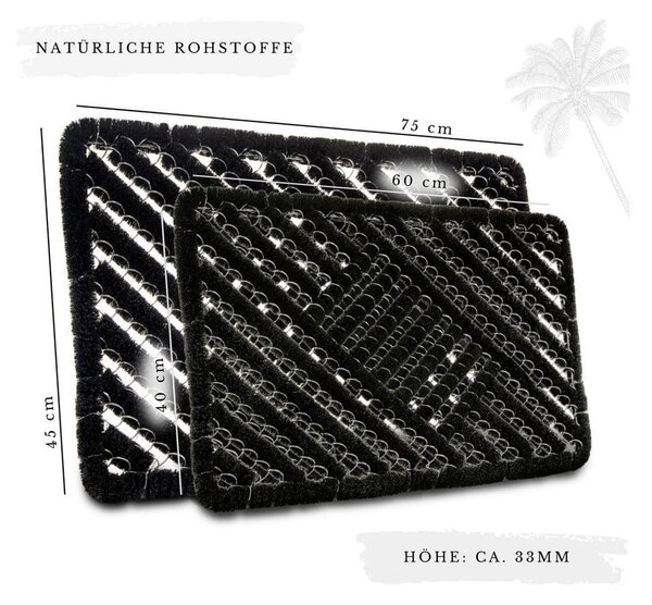Kókuszrost lábtörlő 40x60 cm Coco Black – Hanse Home