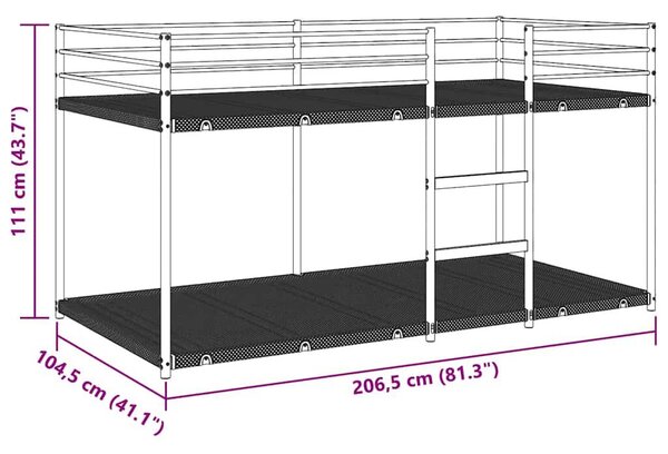 VidaXL fekete acél emeletes ágy matrac nélkül 100 x 200 cm