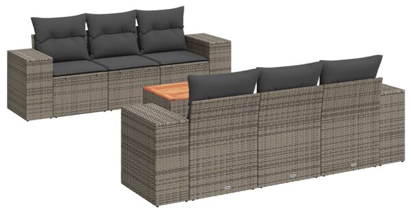 7 részes szürke polyrattan kerti ülőgarnitúra párnákkal