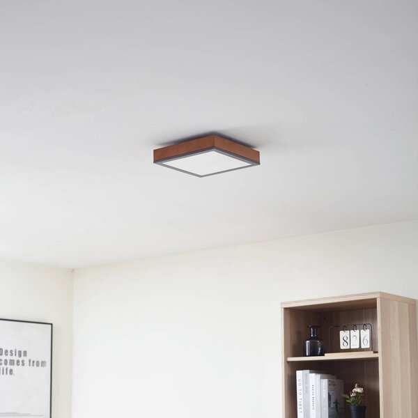 Lindby Laviona LED mennyezeti lámpa, négyzet alakú, 30 cm-es, Világos fa, Nappali / Étkező, Fa, Modern
