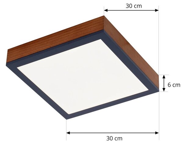 Lindby Laviona LED mennyezeti lámpa, négyzet alakú, 30 cm-es, Világos fa, Nappali / Étkező, Fa, Modern