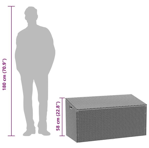VidaXL fekete polyrattan kerti tárolóláda 110x50x58 cm
