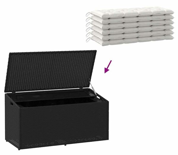 VidaXL fekete polyrattan kerti tárolóláda 110x50x58 cm