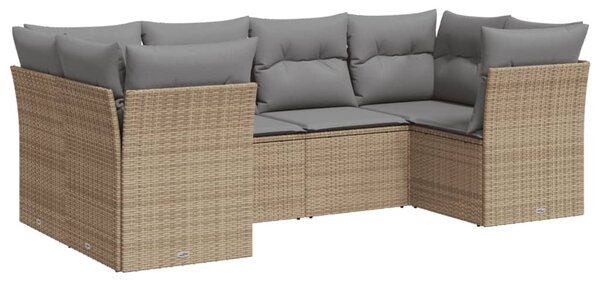 6 részes bézs polyrattan kerti ülőgarnitúra párnával