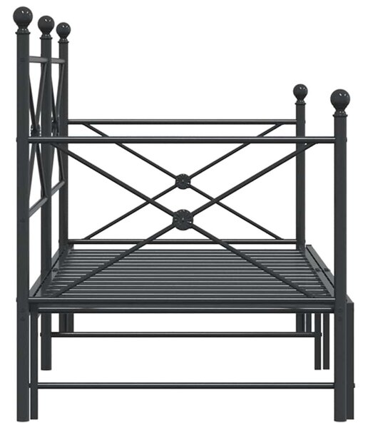 VidaXL fekete acél kihúzható kanapéágy matrac nélkül 75x190 cm